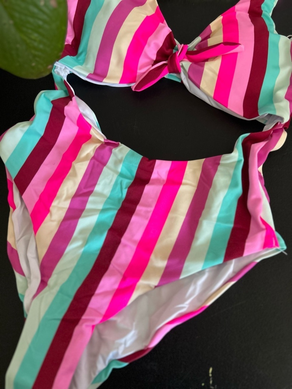 Yira one piece colorful striped one piece bikini size Large - Picture 3 of 9